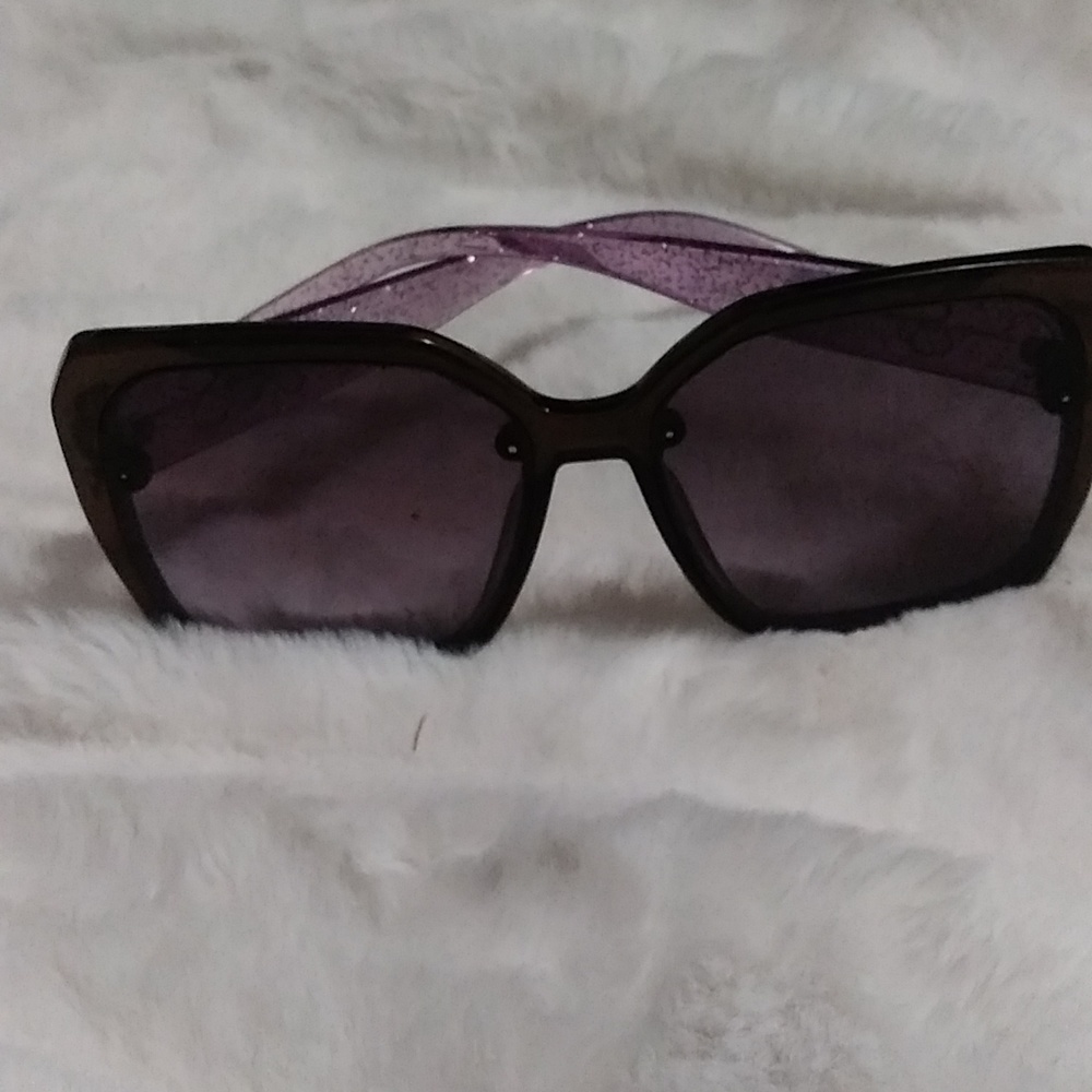 Jessica Simpson oversized purple glitter sunglasses